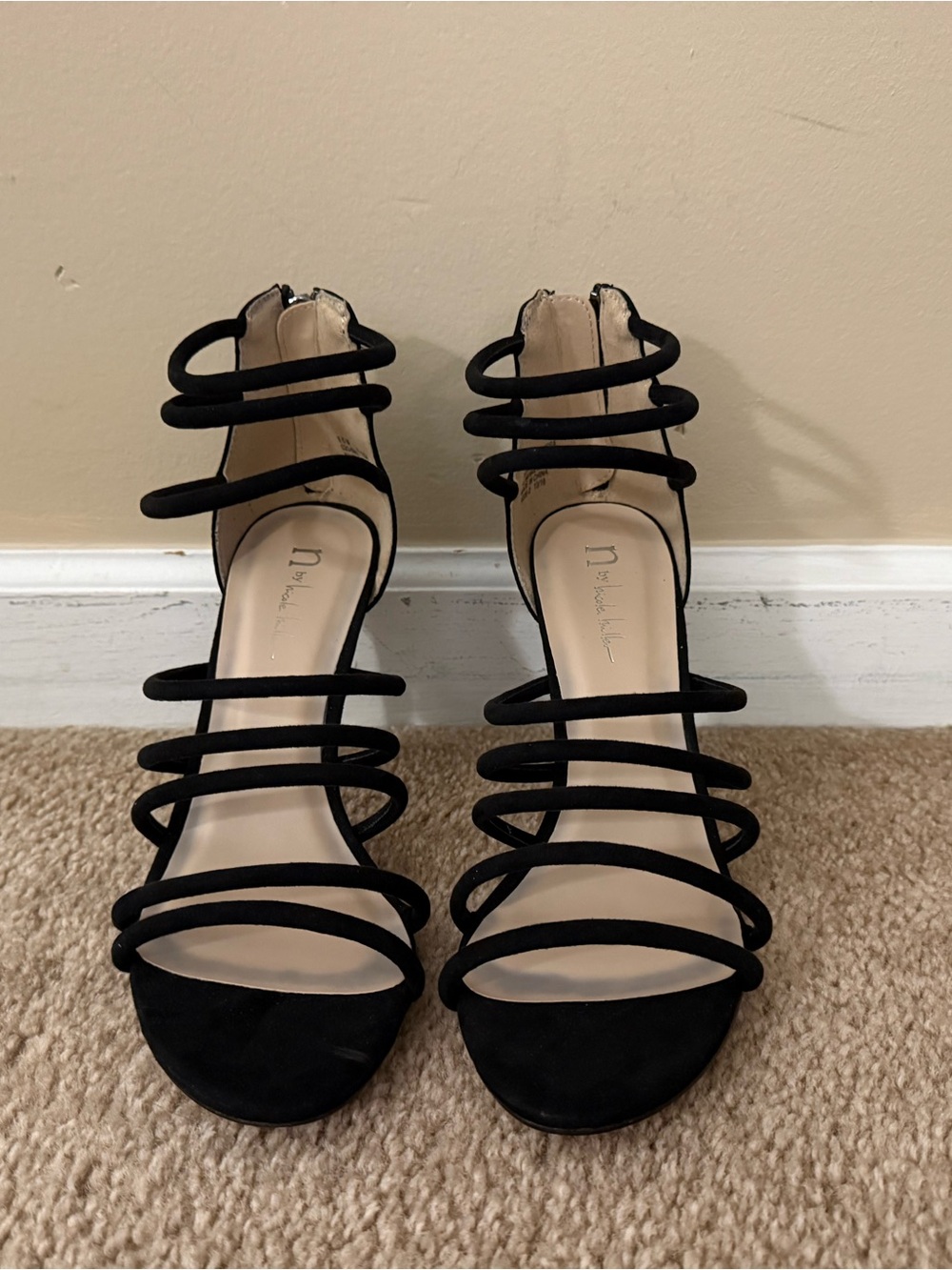 Nicole Miller Black Strappy High Heel Sandals